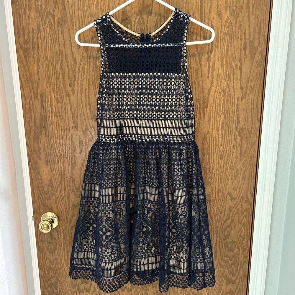 Francesca’s Navy Blue Lace Dress